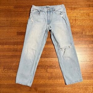 HM Light Wash Distressed Straight Leg Jeans Womens Size 12 EUR 44